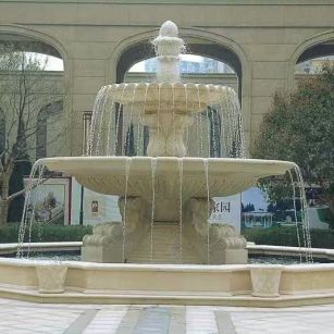 辽阳 黄金麻花岗岩异型加工——户外庭院石雕流水喷泉