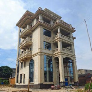 辽阳 黄金麻花岗岩石材别墅外墙干挂搭配（雕花栏杆花瓶柱门楼罗马柱）