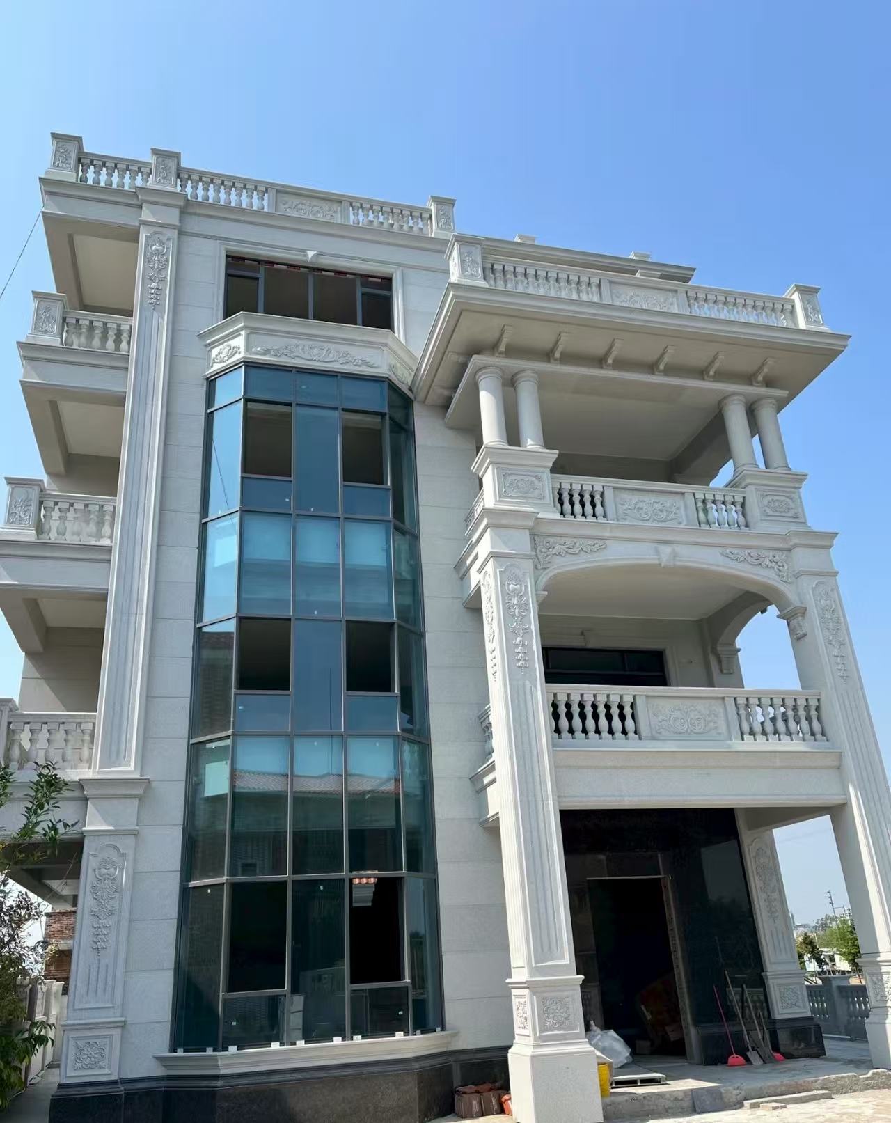 辽阳 白麻花岗岩别墅外墙干挂效果展示